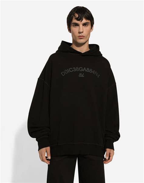 Hoodie with Dolce&Gabbana logo print in Black for Men.